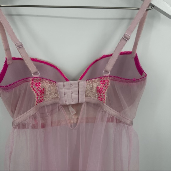 Victoria’s Secret Pink Lace Sheer Push Up Slip Bra Size 34D - Picture 6 of 8